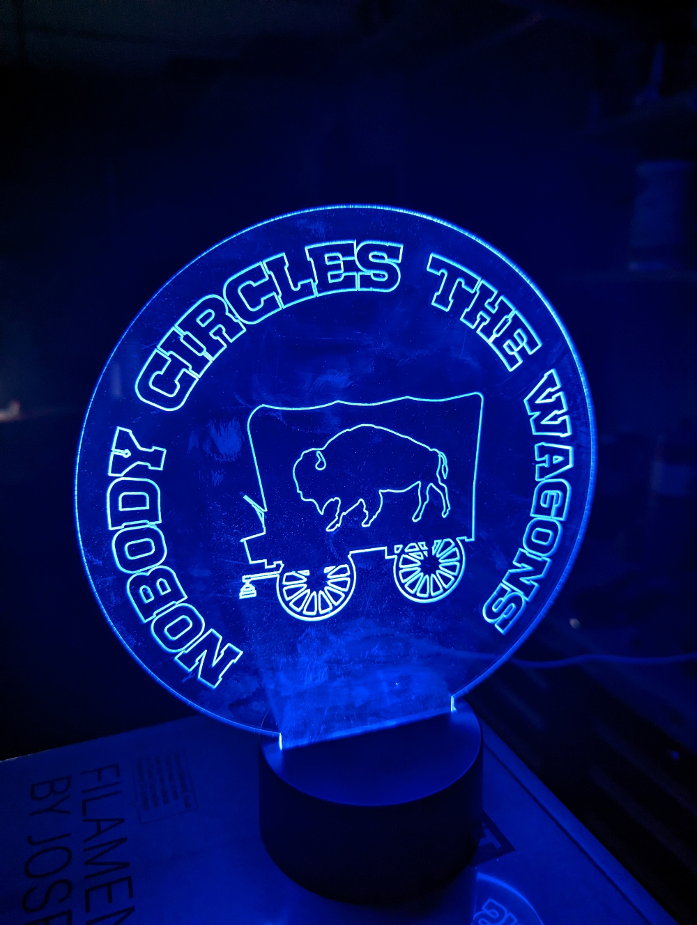Buffalo Circle the Wagons Laser Cut Lighted sign - Blue
