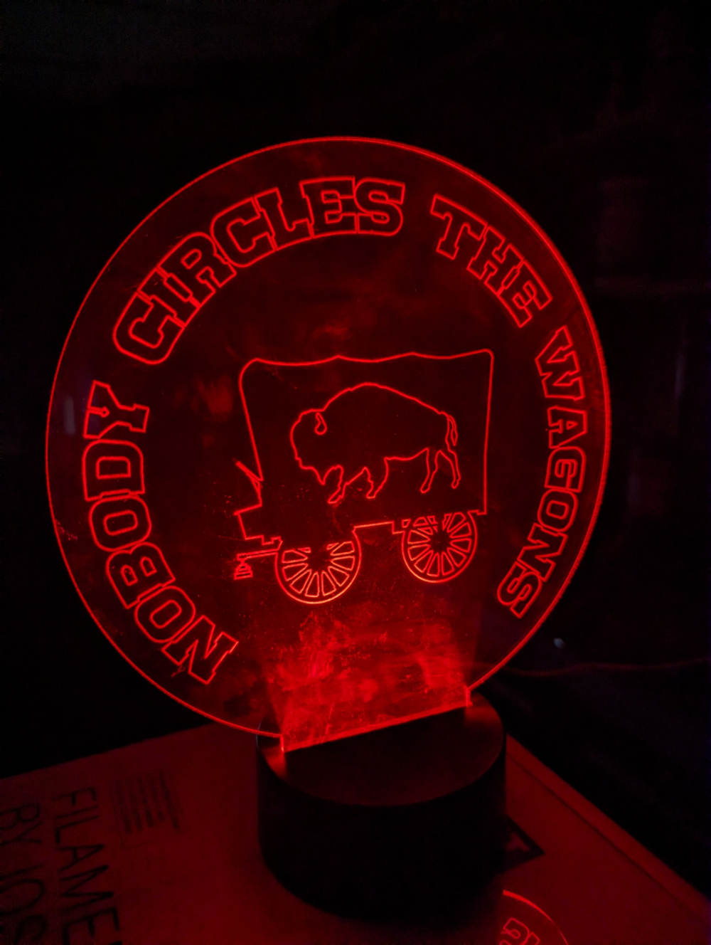 Buffalo Circle the Wagons Laser Cut Lighted sign - Red